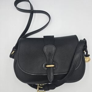 Vintage DOONEY & BOURKE Equestrian Black Leather Saddle Shoulder Crossbody Bag